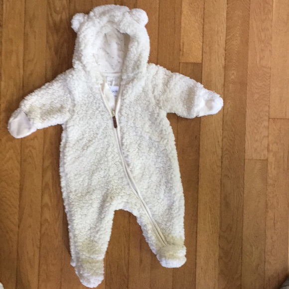 fuzzy baby snowsuit